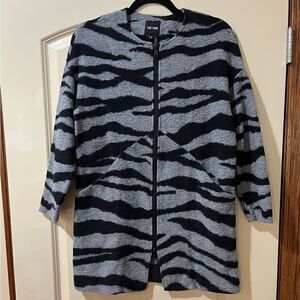 NIC+ZOE  Long Sleeve Long Zip Up Jacket Coat Black Gray Women’s Size